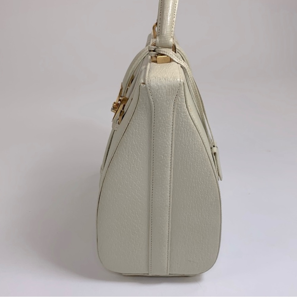 Nettie Rosenstein Vintage 1950s Handbag Creme with Gold
Key Lock Satchel Rare - Picture 6 of 15
